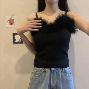 90s-Princess Feather Pastel Kawaii Aesthetic Knit Top - 