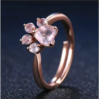 925 Sterling Silver Rose Gold Cat Paw Ring MK12767 - KawaiiMoriStore