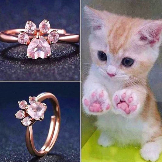 925 Sterling Silver Rose Gold Cat Paw Ring MK12767 - KawaiiMoriStore