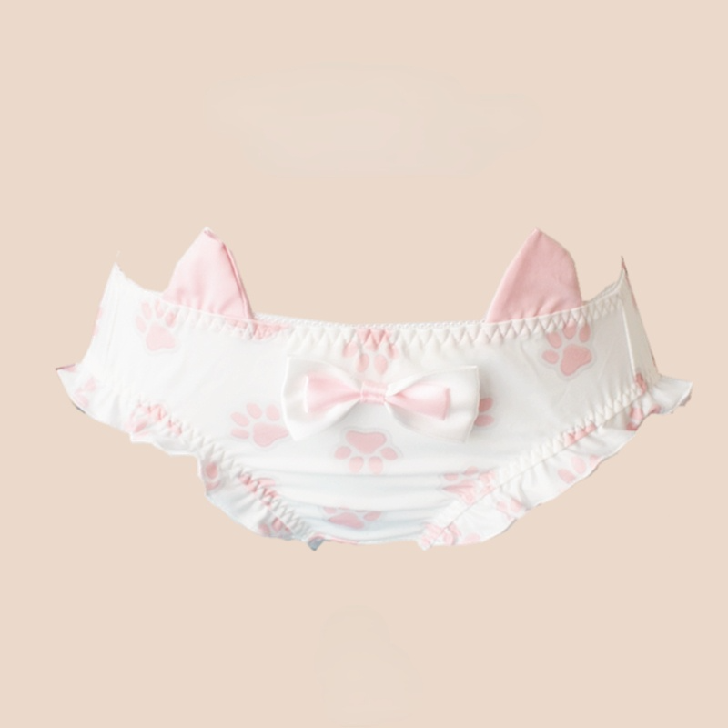 Kawaii Bowknot Cute Cat Paw Undies Panties MK16993