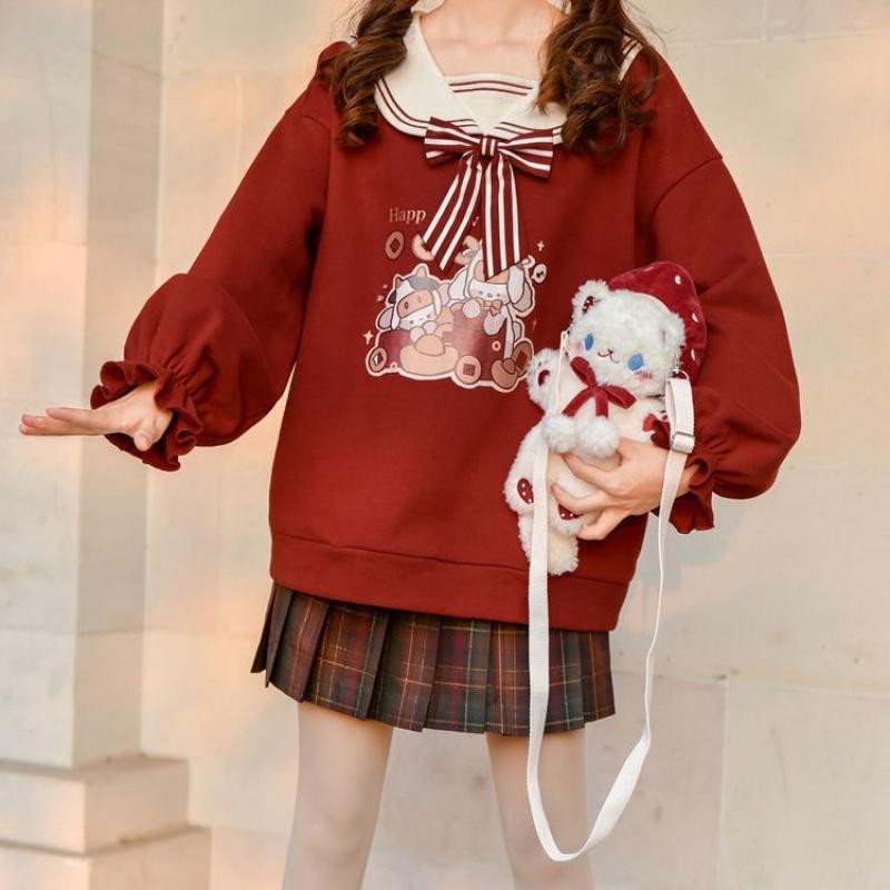 Japanese Cute Sailor Collar Sweatshirt Kawaii Anime Hoodies MK16529