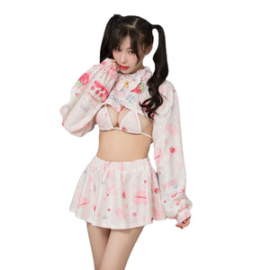 Strawberry and Milk Waifu Anime Lingerie Dress MK16892
