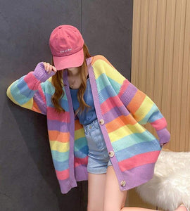 Rainbow Pastel Rainbow Sweater Coat MM1678