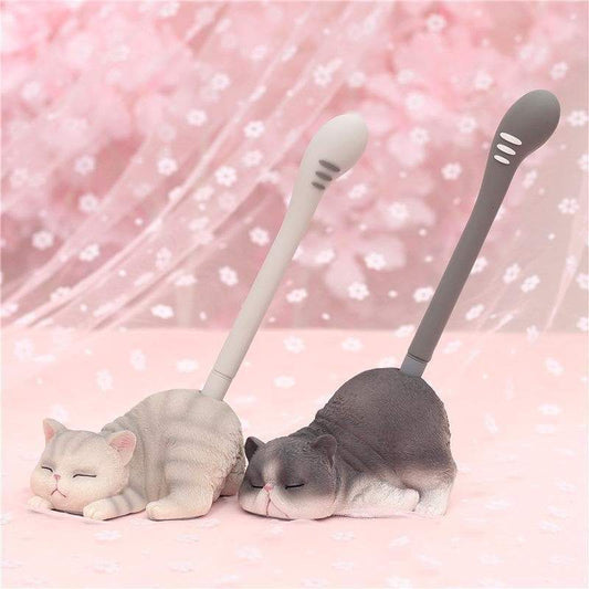 Light Gray Dark Gray Cute Cat Pen Desk Decoration MM1670