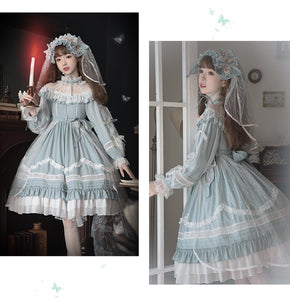 Elegant Blue Lace Lolita Dress MK17637