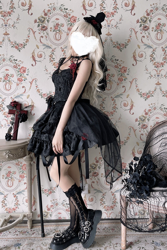 Gothic Blooding Rose Lolita Veil MK17738