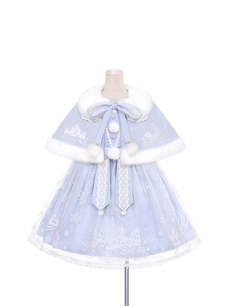 S/M Pink/Blue Kawaii Snow Fluffy Princess Dress and Cloak MK17182