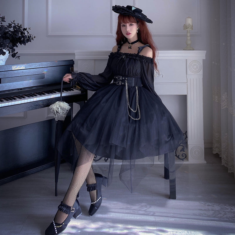 Gothic Black/Wine Lolita Dress SP17562 - Harajuku Kawaii Fashion Anime Clothes Fashion Store - SpreePicky