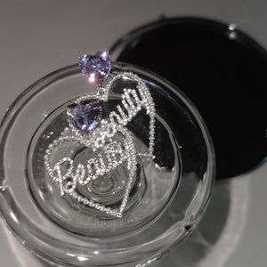 Cute Beauty Purple Gem Love Heart Earrings MM1890