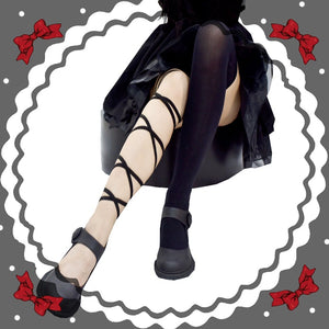 Gothic Lolita Cross Asymmetrical Strap Tight Knee Socks MM2302