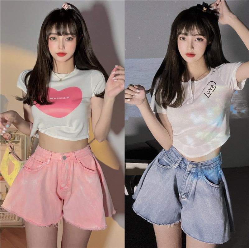 Super Loose Trendy Style Lovely Summer Denim Shorts MM1887