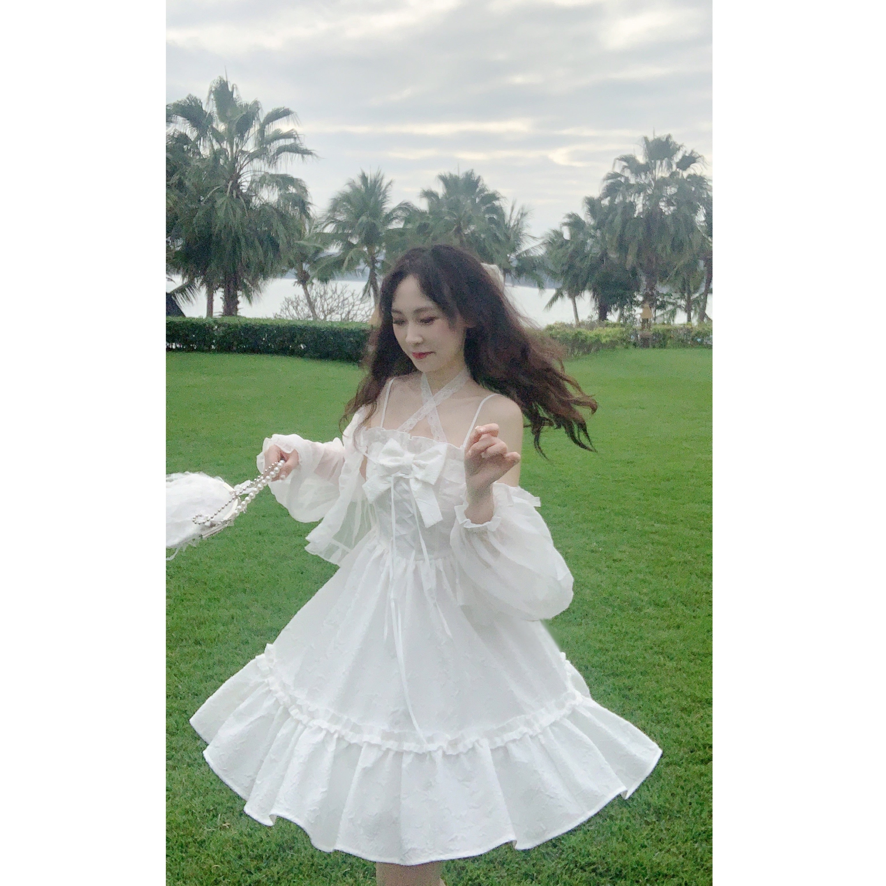 Cream White Soft French Cute Dress/Cardigan Coat SP17594 - Harajuku Kawaii Fashion Anime Clothes Fashion Store - SpreePicky
