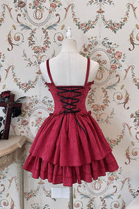 [Reservation] Lolita Red Hunter Amber JKS Dress Full Set SP17413 - Harajuku Kawaii Fashion Anime Clothes Fashion Store - SpreePicky