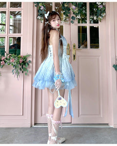 Pink - Blue Summer Lolita Angel Dress ON722 - dress