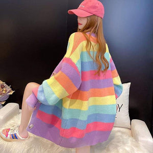 Rainbow Pastel Rainbow Sweater Coat MM1678