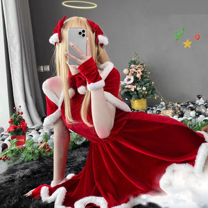 Elegant Cute Christmas Girl Red Halter Dress MK16652