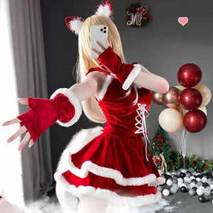 Kawaii Christmas Girl Red Tube top Cake Dress MK16653
