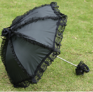 Lolita Outdoor Party Black Gothic Lace Umbrella MK16776