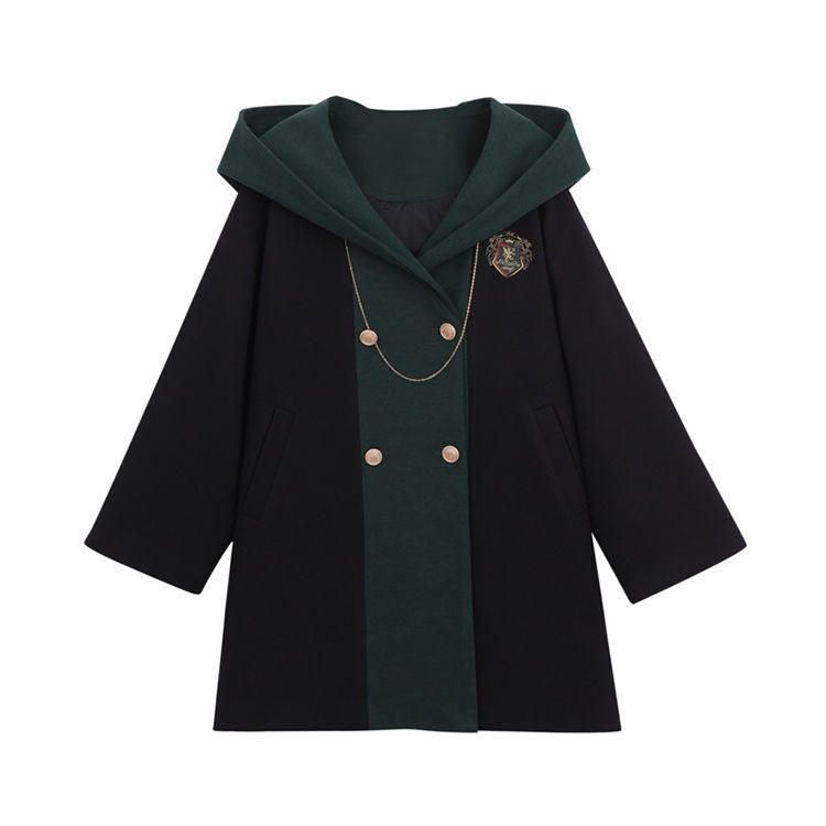 Dark Academia Green Maggical Preppy School Uniform Midi Coat MM2177