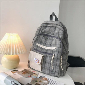 Aesthetic Cute Plaid Backpack - backpack