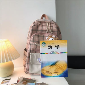 Aesthetic Cute Plaid Backpack - backpack
