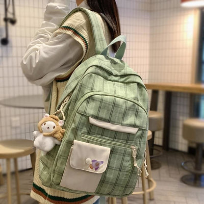 Aesthetic Cute Plaid Backpack - backpack