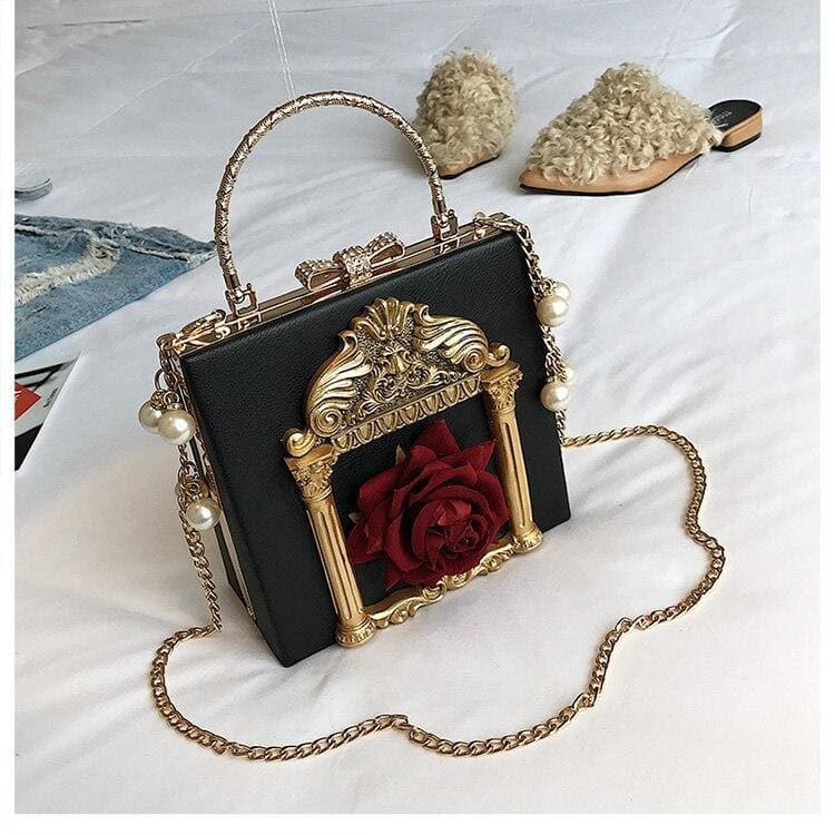Aesthetic Rose Bag with Pearls