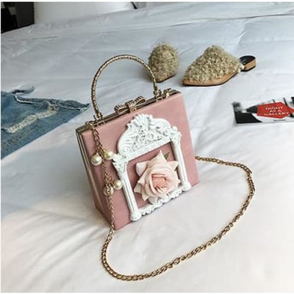 Aesthetic Rose Bag with Pearls