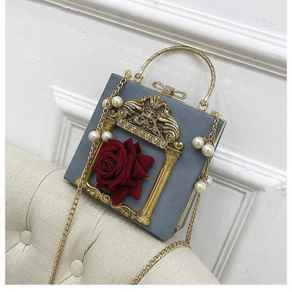 Aesthetic Rose Bag with Pearls