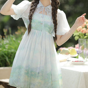 Alice Sweet Soft Green Summer Gradient Dress ON631