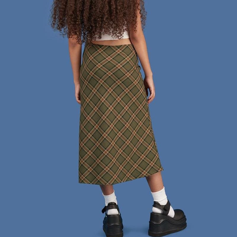 Alli - Long Tartan plaid skirt - Skirt