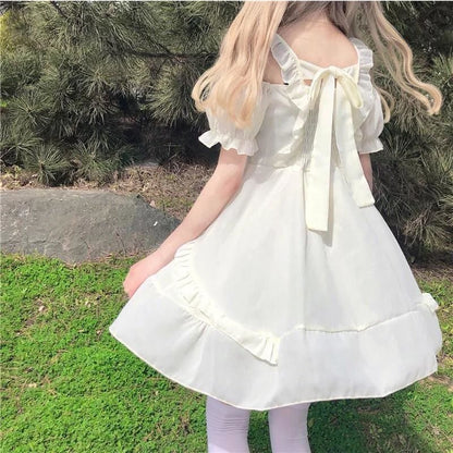 Almond Lilly Kawaii Princess Lolita Off-Shoulder Spring Bow 