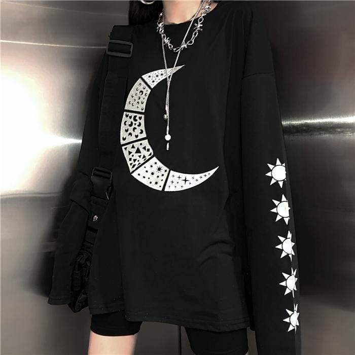 Alternative Cool Style Dark Moon Sun Shirt MM1256 - KawaiiMoriStore