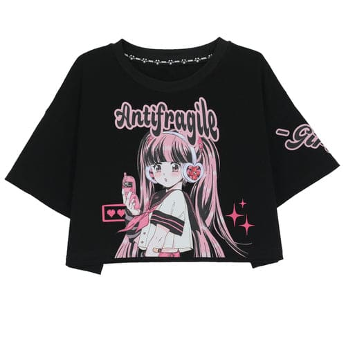 Antifragile Cute Anime Girl T-shirt ON635 - Black / S