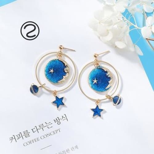 Asymmetric Round Planet Earrings - earrings