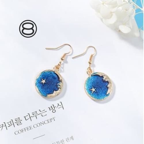 Asymmetric Round Planet Earrings - earrings