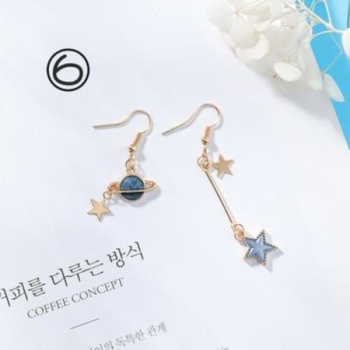 Asymmetric Round Planet Earrings - earrings