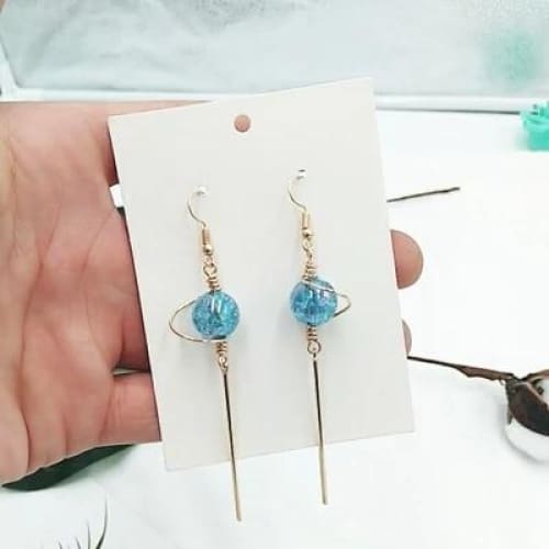 Asymmetric Round Planet Earrings - earrings