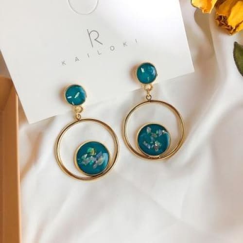 Asymmetric Round Planet Earrings - earrings