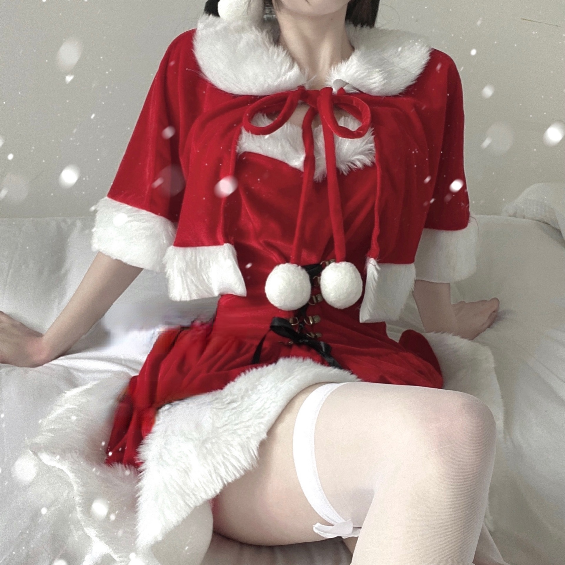 M-XL Kawaii Red Christmas Santa Dress and Cape MK16883