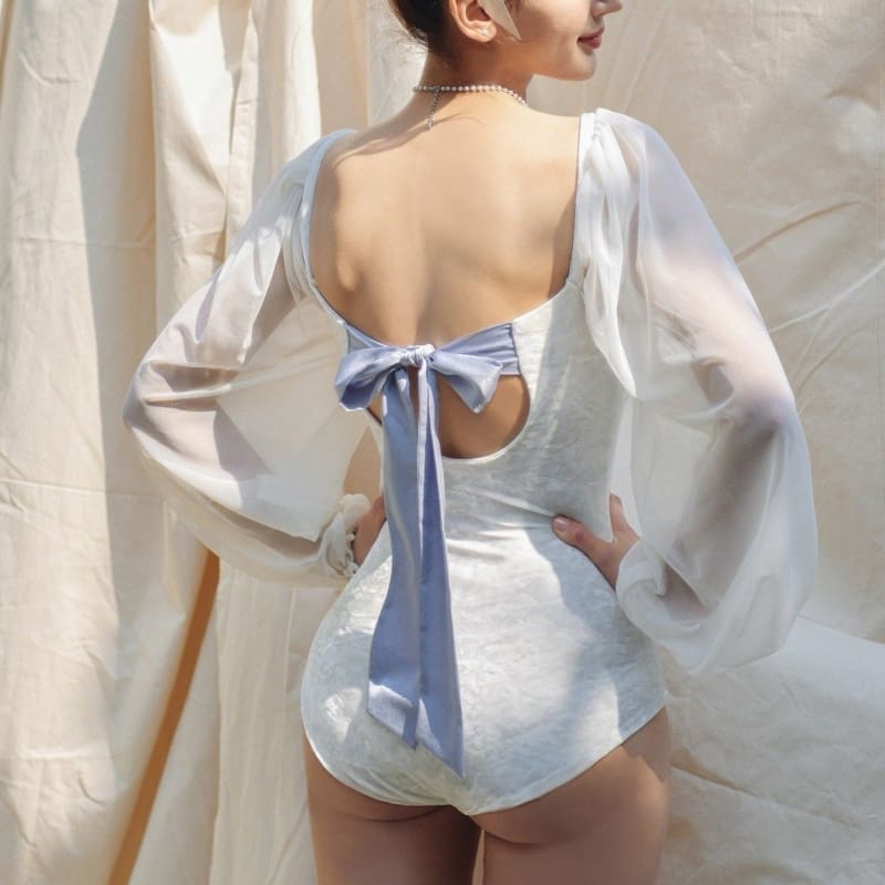 Backless Bubble Sleeve Beachwear Swimsuit MK15822 - KawaiiMoriStore