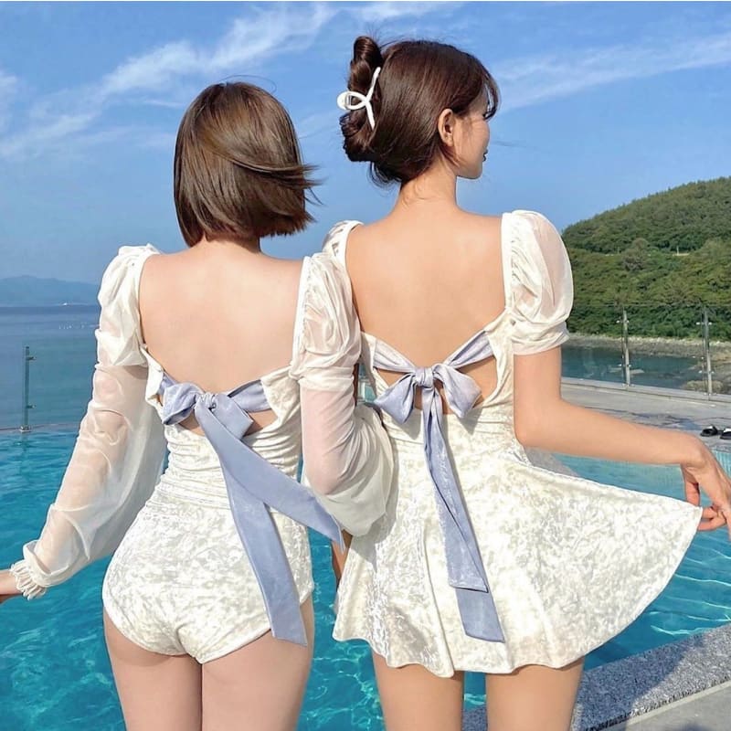 Backless Bubble Sleeve Beachwear Swimsuit MK15822 - KawaiiMoriStore