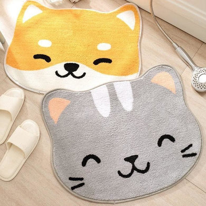 Bathroom Door Entrance Cartoon Cat Rug  Non-Slip Mat MK15721 - KawaiiMoriStore