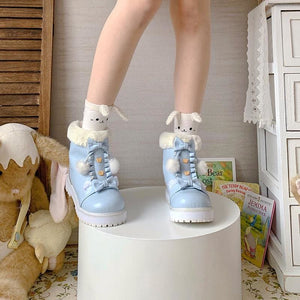 Bear Bow Fuzzy Ball Lolita Snow Boots MK15496 - KawaiiMoriStore