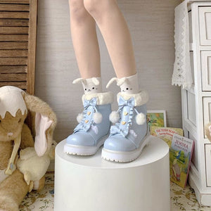 Bear Bow Fuzzy Ball Lolita Snow Boots MK15496 - KawaiiMoriStore