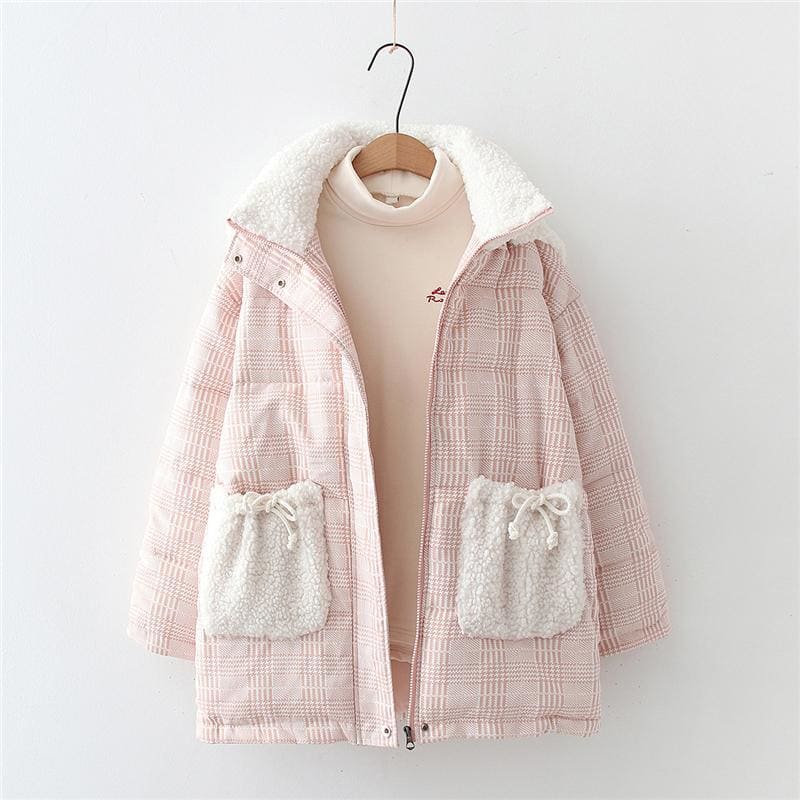 Bear Ears Pink Cute Cotton Coat MK15688 - KawaiiMoriStore