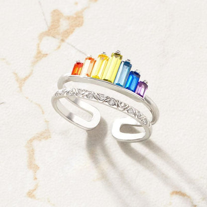 Besties Matching Rings – Rainbow Ring MK15885 - KawaiiMoriStore