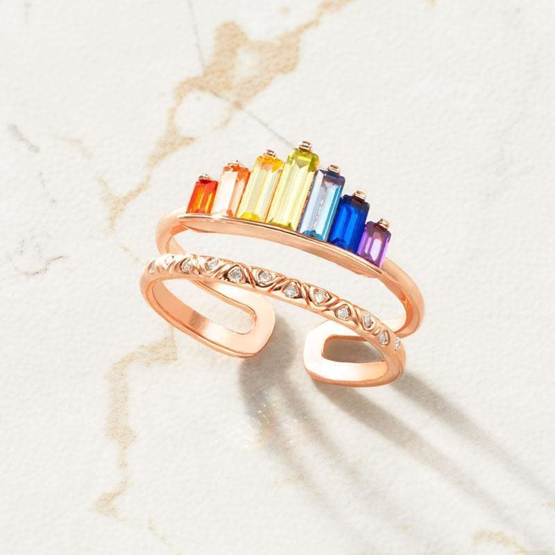 Besties Matching Rings – Rainbow Ring MK15885 - KawaiiMoriStore