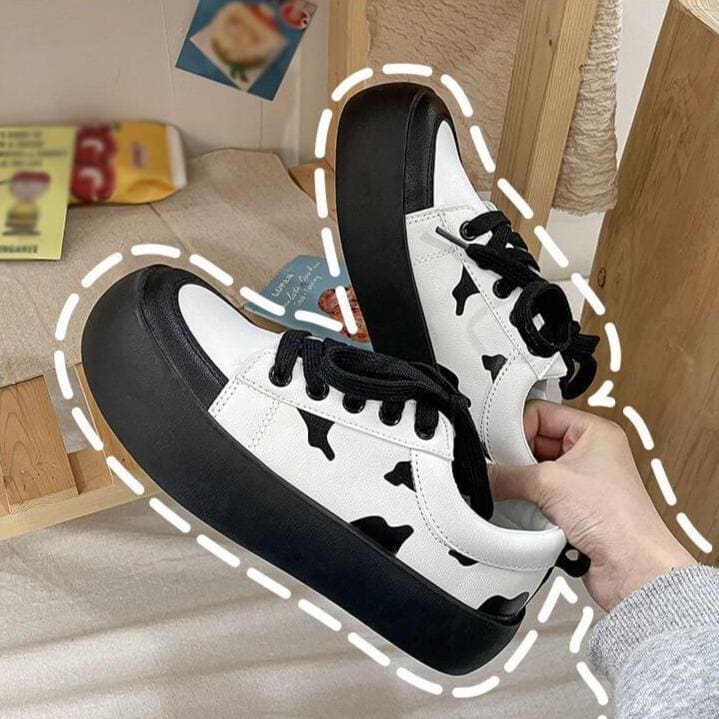Black and White Cute Cow Shoes MK15964 - KawaiiMoriStore