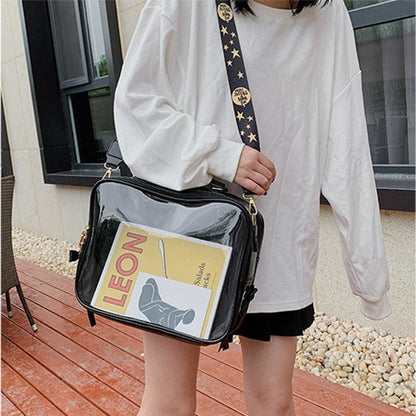 Black Cute Transparent Pocket Bagpack MK0758 - KawaiiMoriStore